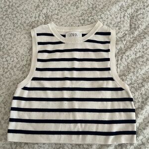 Zara Black and White Striped Crop Top